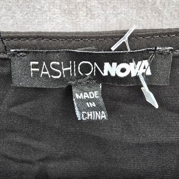 Fashion Nova Black Wrap Y2K Retro Club Long Sleeve Knee Length Dress Medium - Picture 8 of 8